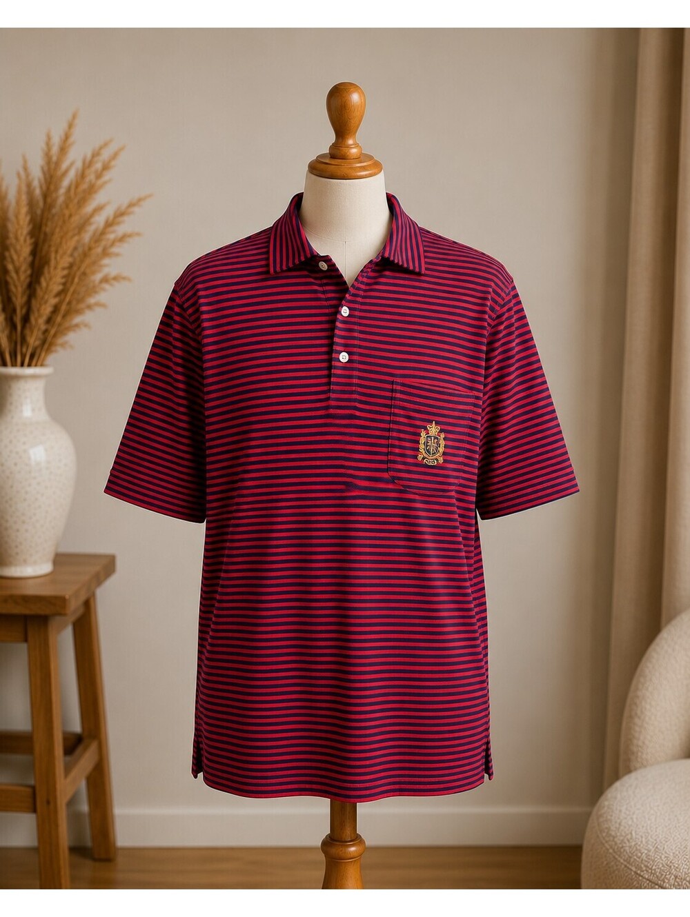 Polo Ralph Lauren Classic Fit Striped Polo Shirt XXL Red Navy Crest Pocket